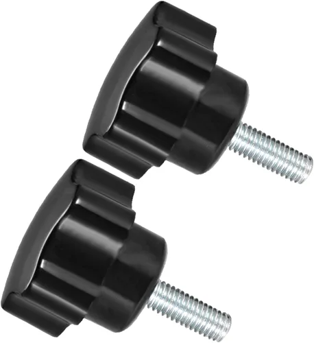 Vista 22 de Perillas de sujeción de estrella, rosca macho M6 x 0.591 in, cabeza de 1.220 in, mango de tornillo de pulgar de plástico, perno roscado negro