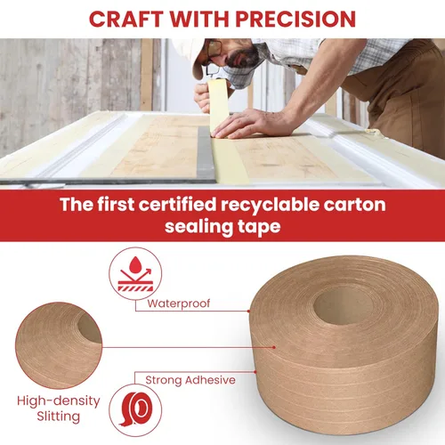 Vista 3 de GGR Supplies T.R.U. WAT-WAE - Cinta adhesiva de papel kraft reforzada activada por agua, cinta de embalaje a prueba de manipulaciones para envíos