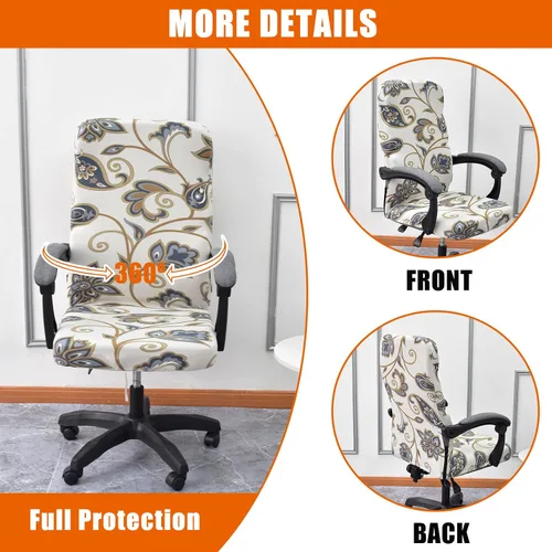 Vista 3 de CRFATOP Funda elástica para silla de oficina de computadora con cremallera duradera, funda para silla de escritorio giratoria universal, respaldo