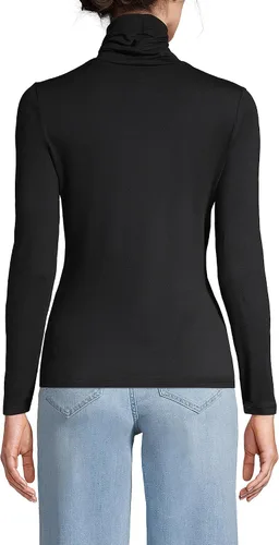 Vista 2 de Suéter Lands' End de cuello alto, manga larga, ligero, para mujer
