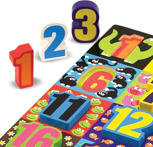 Vista 5 de Melissa & Doug – Rompecabezas de madera de piezas grandes de números jumbo (20 piezas)