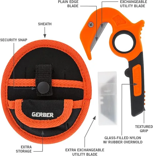 Vista 2 de Gerber Vital Zip [31 – 002745], cortadora Replaceable plain edge blade, gut knife for hunting, deer skinning, field dressing, game processing
