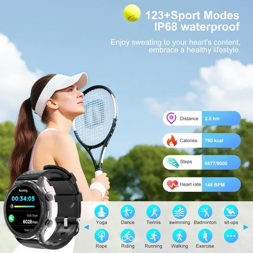 Vista 4 de Relojes inteligentes para mujer, reloj inteligente deportivo para responderhacer llamadas, IP68 rastreadores de fitness con frecuencia cardíaca