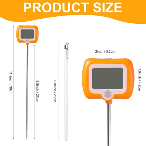 Vista 2 de Termómetro digital de caramelo con clip para olla, termómetro de lectura instantánea impermeable para cocinar, hornear, freír, termómetro para freír
