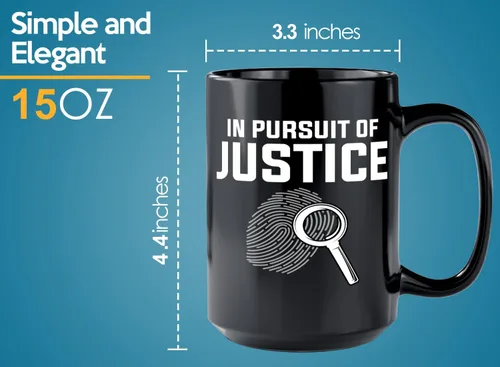 Vista 6 de Taza de café detective de 15 onzas, color negro -In pursuit of - Oficial de policía policía patrulla detective Sheriff Police Enforcement Police