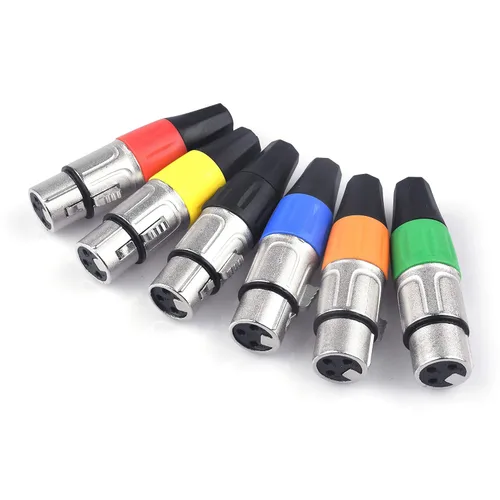 Vista 6 de Conectores XLR, extremos XLR de 3 pines de colores, micrófono de audio macho/hembra micrófono DMX enchufe enchufe, niquelado, contactos plateados