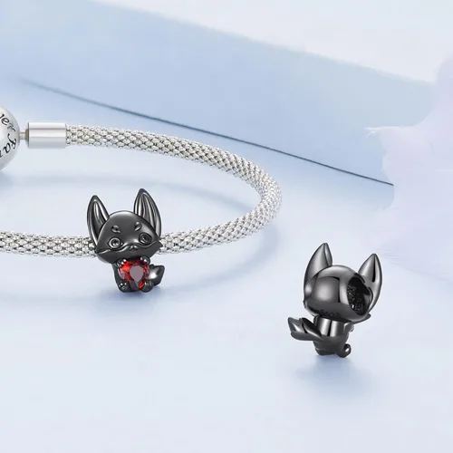 Vista 2 de BABAMIA Dijes de corazón con dije de rosa para pulseras cuentas de plata de ley 925 se adapta a pulseras y collares pavimentados con circonita