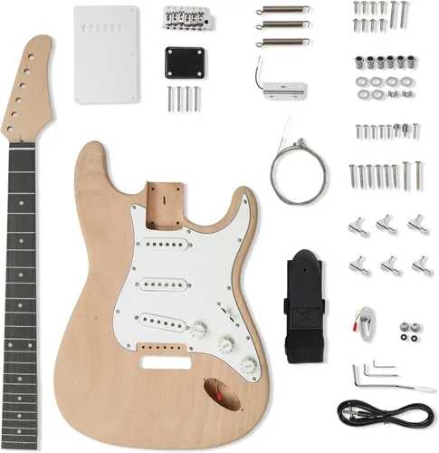 Vista 9 de Ktaxon Kit de guitarra eléctrica DIY con cuerpo de caoba, color de madera Color de madera de llama