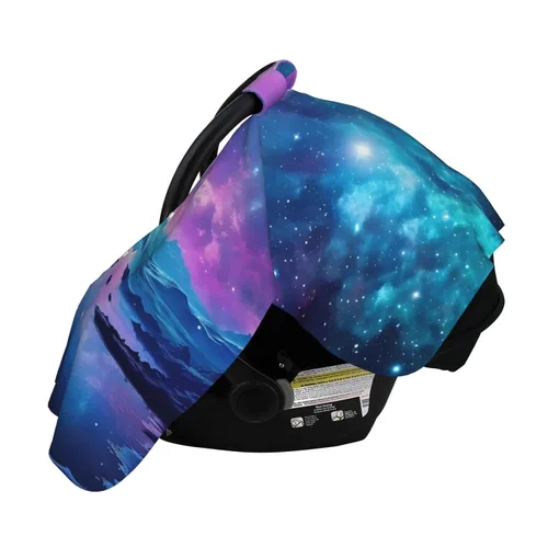 Vista 3 de Baby Car Seat Canopy Cover for Mom, Soft Breathable Nursing Breastfeeding Covers Multi Use Stroller Sun Shade Newborn Shower Gift，Cool Star River