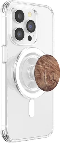 Vista 3 de PopSockets MagSafe PopGrip con diseño de grano de madera para iPhone