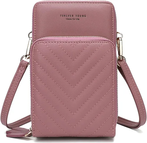 Vista 19 de Myfriday - Bolso pequeño de piel para mujer con correa de guitarra, bolso cruzado mini y bolso de hombro con 2 ranuras para tarjetas A-Negro