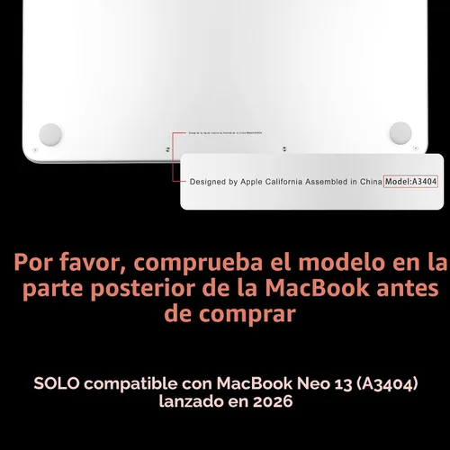 Vista 2 de MEEgoodo Funda estampada para MacBook Neo de 13 pulgadas versión 2026 (compatible con el modelo A3404), funda rígida para laptop con funda