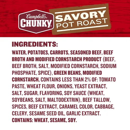 Vista 3 de Campbell's Chunky Sopa, Sopa Sabrosa de Asado en Olla, lata de 18.8 oz