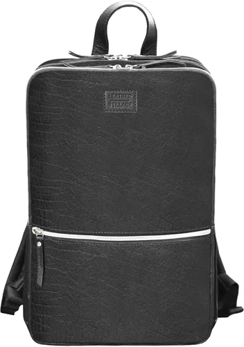 Vista 9 de LEATHER VILLAGE Mochila de cuero para hombre Bolsa de negocios profesional delgada que se adapta a mochila de trabajo y viaje de 15.6 pulgadas