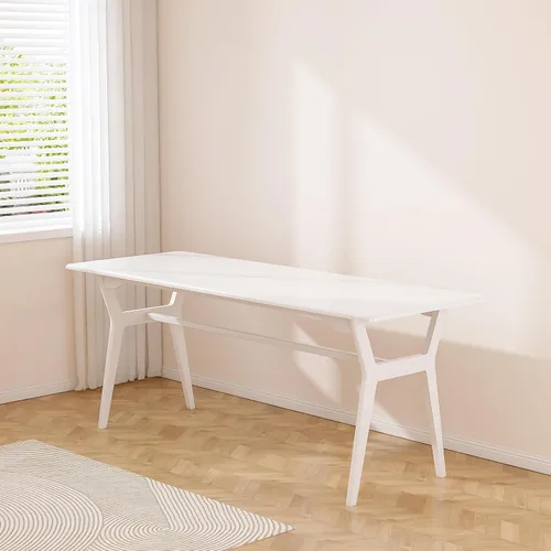 Vista 6 de OSCHF Escritorio de estudio de madera maciza, mesa de computadora doble larga de 63 pulgadas para oficina en casa, estación de trabajo de PC para 2