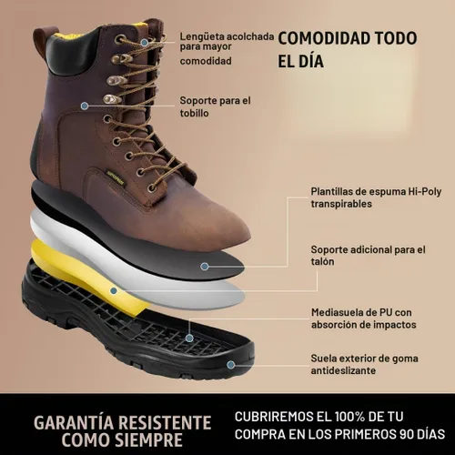 Vista 3 de EVERBOOTS - Botas de trabajo de cuero impermeables para hombre, modelo ultra seco, ligeras, botas de tobillo para construcción, techos, caza
