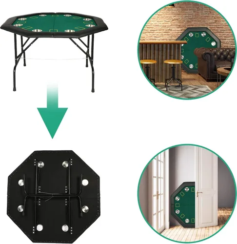Vista 2 de LUCKYERMORE Mesa de póquer plegable 500 fichas de póquer Set 8 jugadores Layout Poker Mats con bolsa de transporte