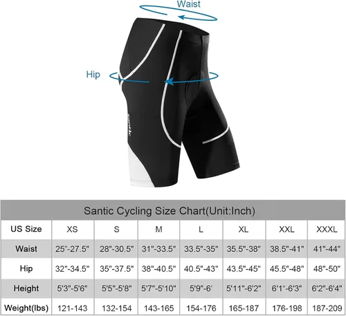 Vista 3 de Santic Pantalones cortos de ciclismo acolchados para hombre, pantalones de ciclismo para ciclismo, ropa de ciclismo