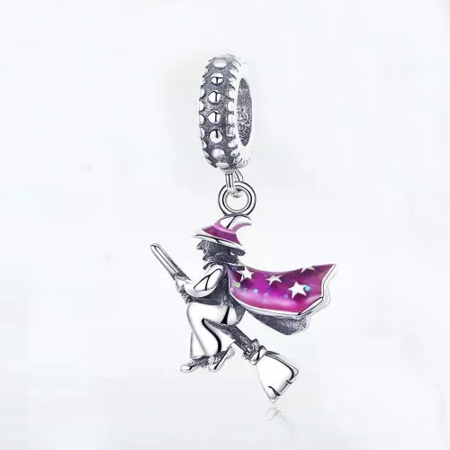 Vista 2 de Abalorio de plata de ley 925 envejecida con diseño de calavera para Halloween, pulsera y collar