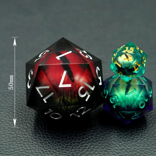 Vista 3 de Dados Dungeons and Dragons D20 con estuche de regalo, dados jumbo de globo ocular de 1.776 pulgadas (1.969 in), dados poliédricos de borde afilado