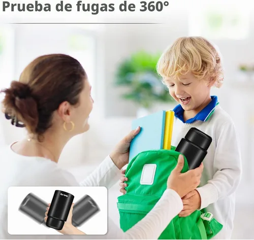 Vista 2 de Contenedor de alimentos aislado de 18 onzas con cuchara y bolsa aislada, termo de sopa para alimentos calientes, retención de calor de 10 horas