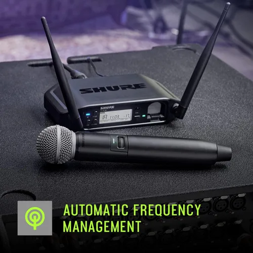Vista 4 de Shure Transmisor de mano GLXD2+/B58 con cápsula de micrófono vocal BETA 58A - para uso con sistemas de micrófono inalámbrico digital de doble banda
