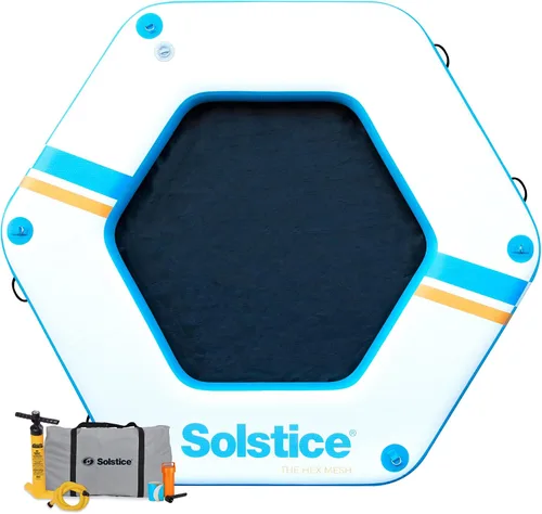 Vista 12 de SOLSTICE Circular Mesh Hangout Ring Inflatable Dock, Floating Water Raft Platform