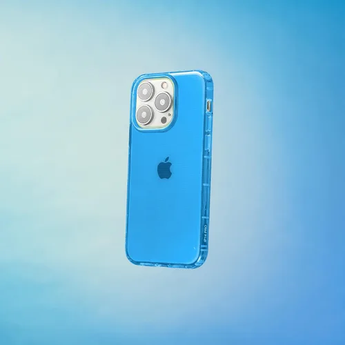 Vista 2 de SteepLab Funda con resaltador de neón para iPhone, funda Grippy Jelly con bolsillos protectores de aire (azul azul celeste, iPhone 14 Pro)