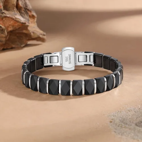 Vista 3 de Elegante pulsera negra para hombre accesorio elegante y refinado para hombres, diseño duradero, idea de regalo para marido, novio, hijo, moderno