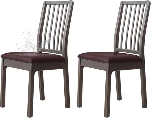 Vista 25 de Dimatic Juego de 2 fundas de asiento para silla, de piel sintética, impermeables, fundas elásticas para sillas de comedor, fundas protectoras