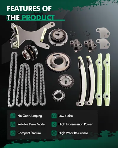 Vista 5 de SCITOO TKMI047L Kit de cadena de distribución Tensor Riel guía Piñón piñón de manivela Piñón tensor rueda dentada para Jeep COMMANDER Mitsubishi