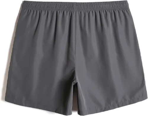 Vista 2 de MakeMeChic Traje de baño para hombre, cintura con cordón, pantalones cortos de playa con bolsillos