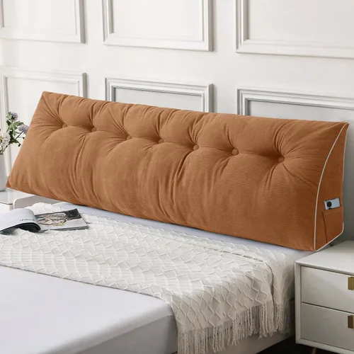 Vista 39 de Sasttie Almohada de Cabecera Queen, Almohada de Cuña de Cabecera para Sentarse en la Cama, Cojín Triangular con Soporte de Respaldo para Leer - Con