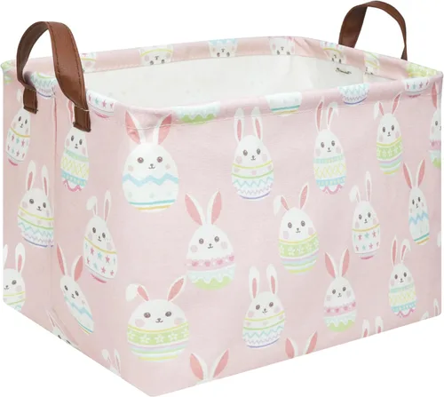 Vista 33 de FXOLCSHE - Canasta rectangular rosa de alpaca, canasta de lavandería impermeable plegable para guardería, canasta de juguetes para habitación