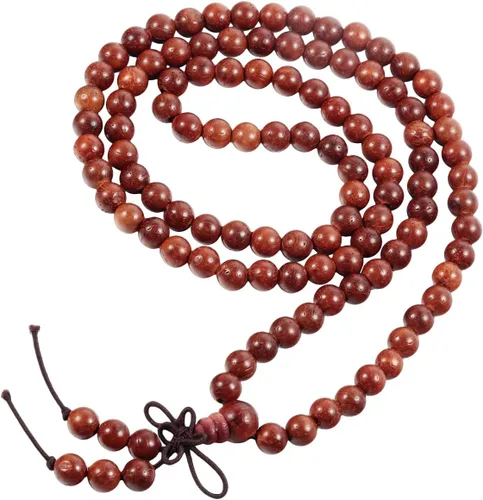 Vista 8 de TUMBEELLUWA Pulsera de 0.236 in con 108 cuentas de madera de oración de Mala para unisex, budista tibetano, meditación, rosario, estilo envolvente