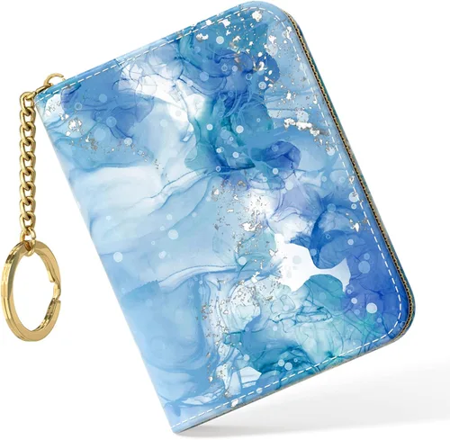 Vista 8 de Nipichsha Tarjetero para Tarjetas de Crédito, Tarjetero Pequeño de RFID para Mujeres, Tarjetero de Cuero Delgado, Modas Hoja de arte abstracto
