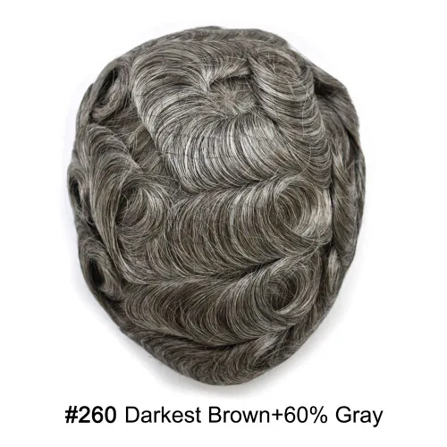 Vista 214 de Toupee para hombre 100% cabello humano real tupé para hombres 0.004 in piel de poliuretano para hombre, sistema de reemplazo de piezas de pelo