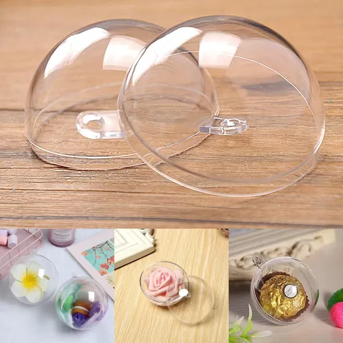 Vista 2 de 20 bolas decorativas rellenables de plástico transparente, bolas decorativas para árbol de Navidad, adecuadas para Navidad, vacaciones, bodas