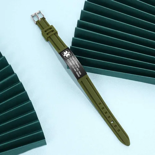 Vista 28 de OPALSTOCK Pulseras médicas personalizadas de silicona ajustable para identificación de emergencias, grabado gratuito, 9 pulgadas, resistente al