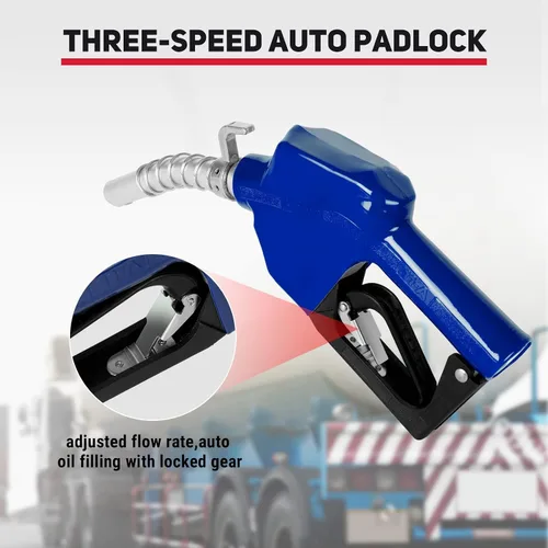Vista 6 de Boquilla de combustible automática NPT de 3/4 pulgadas con gancho, boquilla de combustible con mango de bomba de gas con candado de 3 velocidades
