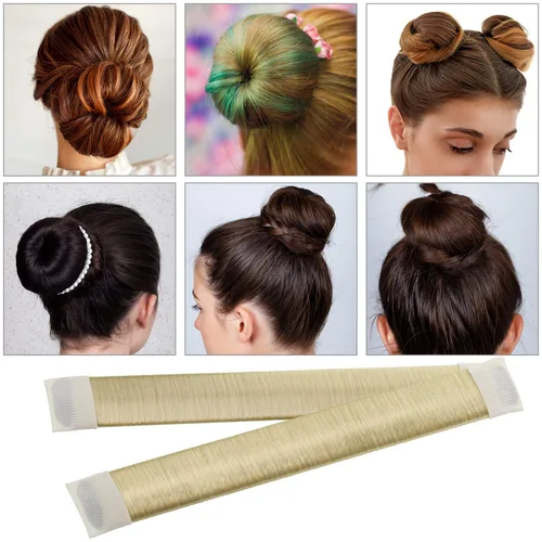 Vista 7 de WILLBOND Juego de moldeador de moño, 3 donas para el cabello, 2 marcadores de moño, 4 herramientas de cola de caballo, 10 pines y 2 bandas