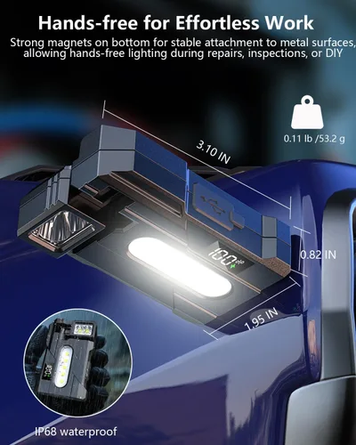 Vista 5 de Linterna EDC recargable, 400 lúmenes, mini luz EDC súper brillante, mini linterna portátil de 1200 mAh, 7 modos de linterna de bolsillo plano