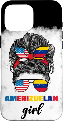 Vista 19 de iPhone 16 Half American And Venezuelan USA Venezuela Flag Girl Funda para mujer