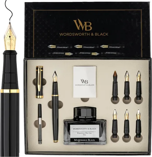 Vista 15 de Wordsworth & Black Luxury Calligraphy Pen Set for Writing, 6 Nibs,All Black Todo negro