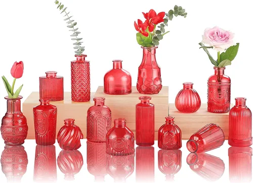 Vista 10 de Jarrones de Vidrio para Capullos en Juego a Granel de 30 Piezas, Pequeños Jarrones de Vidrio para Flores como Centros de Mesa de Boda para Mesas