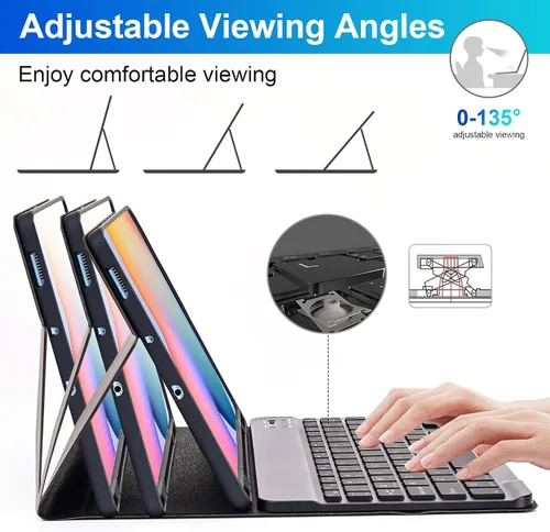 Vista 8 de SOPPY Teclado retroiluminado de 7 colores con mouse para Samsung Galaxy Tab S6 Lite de 10.4 pulgadas 2022/2020 (SM-P610/P613/P615/P619), funda