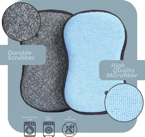 Vista 4 de Scrub- it - Esponjas multiusos para cocina - Esponja de microfibra antiarañazos junto con poder de fregado resistente, limpieza sin esfuerzo
