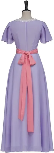 Vista 5 de Titanic Rose - Disfraz de traje de baño, vestido de color rosa blanco y morado, vestido de fiesta de noche para mujer, vestido de regencia