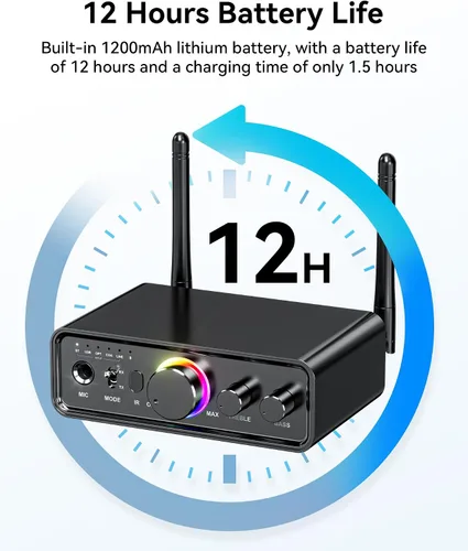 Vista 8 de Receptor transmisor de audio Bluetooth 5.3 para TV Home Stereo, adaptador inalámbrico Bluetooth de baja latencia y audio HD, compatible con USB