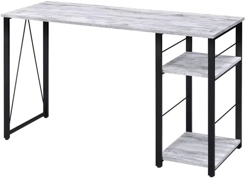 Vista 8 de Acme Vadna - Escritorio de madera con 2 estantes y base de metal abierta en color negro